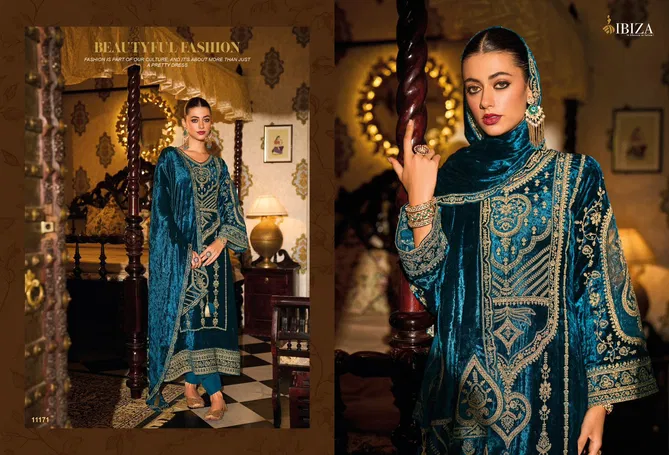 Deepika By Ibiza Velvet Embroidered Wedding Salwar Suits Wholesale Price In Surat
